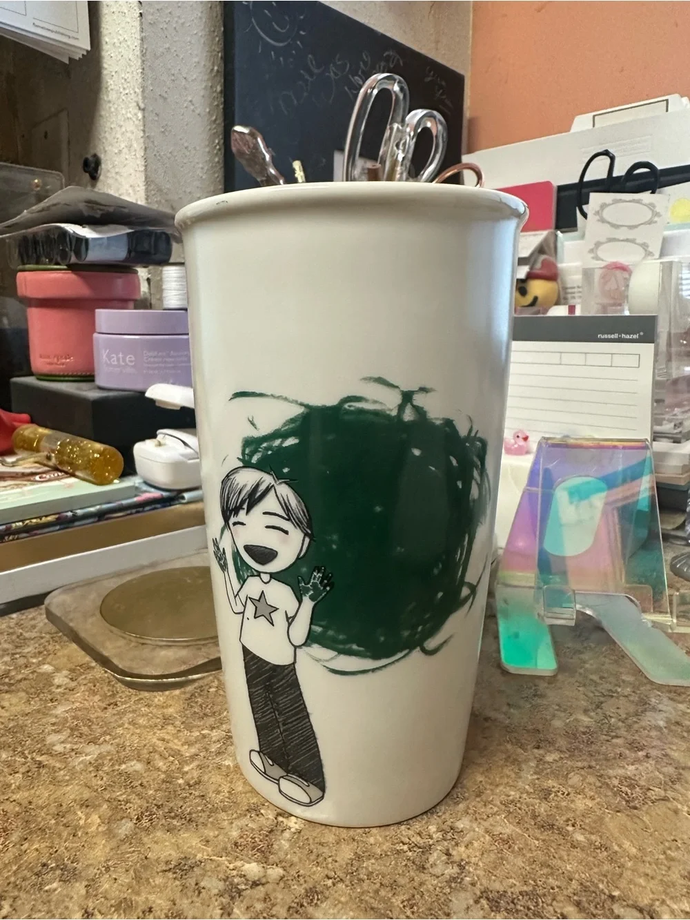 Starbucks Boy Painter Double Wall Traveler 12 Oz